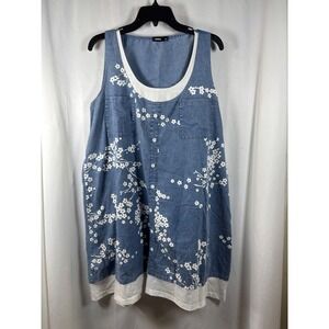 Hekka Denim Floral Print Button Front Dress XL NWOT